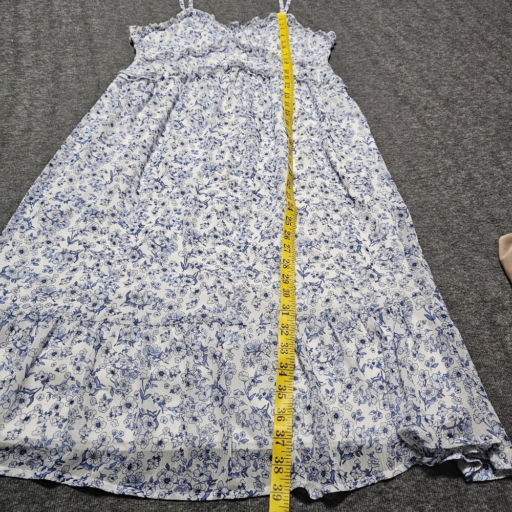 No Boundaries Blue White Floral Midi Dress L 11-13 - Picture 7 of 7